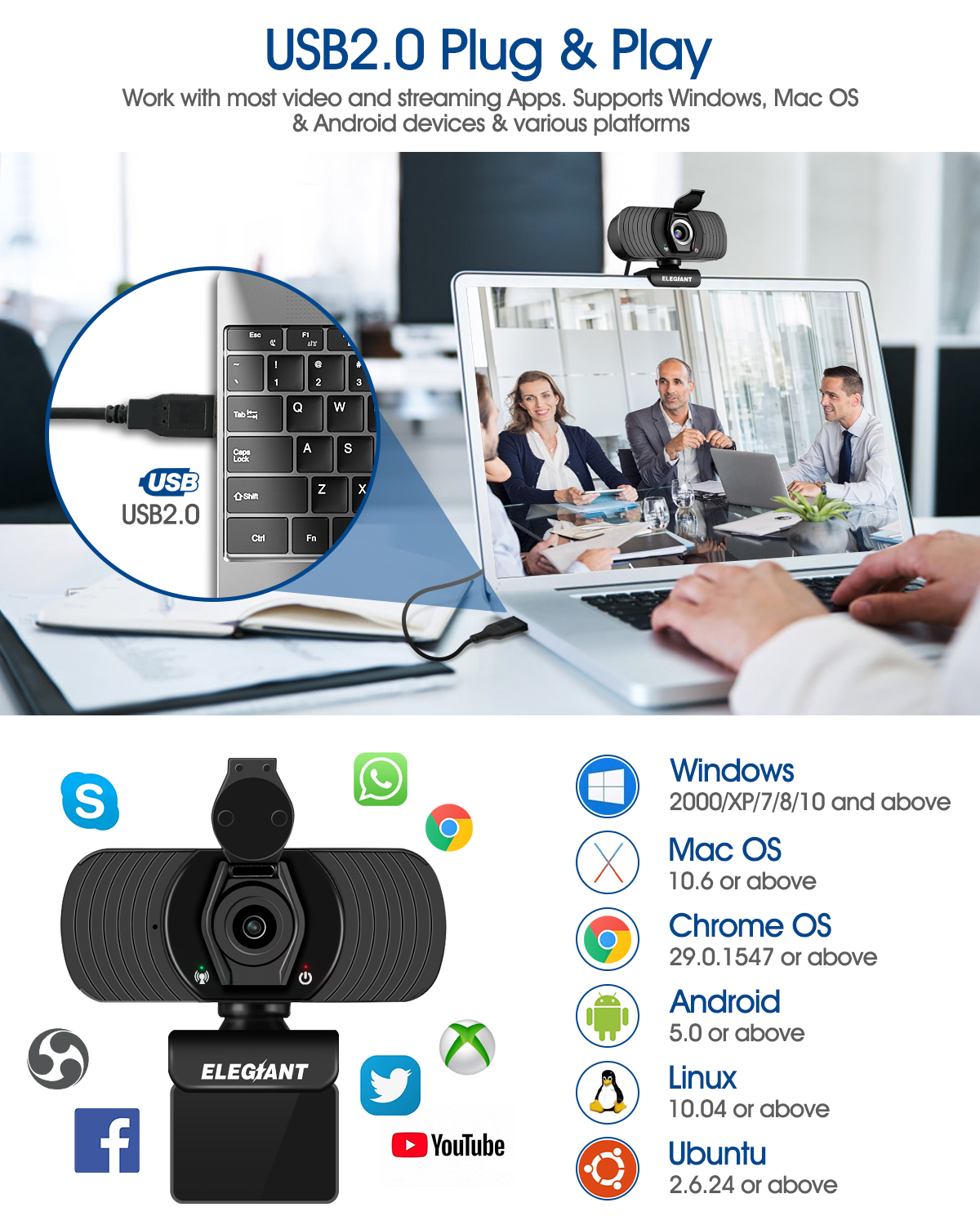 ELEGIANT-EGC-C01-1080P-HD-Webcam-mit-Privacy-Cover-eingebautem-Mikrofon-fuumlr-Videoanrufe-Konferenz-1806423-4